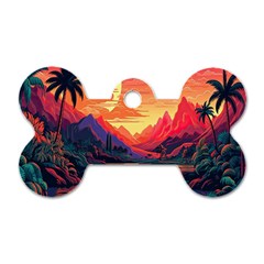 Tropical Landscape Island Background Wallpaper Dog Tag Bone (two Sides) by Ravend