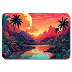 Tropical Landscape Island Background Wallpaper Large Doormat by Ravend