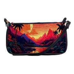 Tropical Landscape Island Background Wallpaper Shoulder Clutch Bag by Ravend