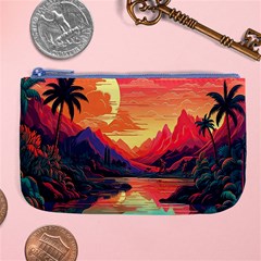 Tropical Landscape Island Background Wallpaper Large Coin Purse by Ravend