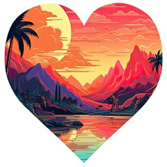 Tropical Landscape Island Background Wallpaper Wooden Puzzle Heart by Ravend