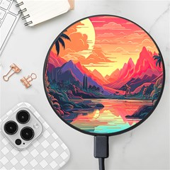 Tropical Landscape Island Background Wallpaper Wireless Fast Charger(black)