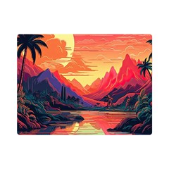 Tropical Landscape Island Background Wallpaper Premium Plush Fleece Blanket (mini) by Ravend