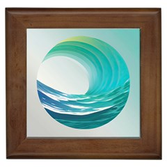 Tsunami Tidal Wave Wave Minimalist Ocean Sea Framed Tile by Ravend