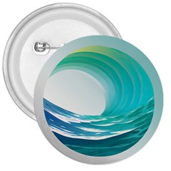 Tsunami Tidal Wave Wave Minimalist Ocean Sea 3  Buttons by Ravend