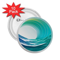 Tsunami Tidal Wave Wave Minimalist Ocean Sea 2 25  Buttons (10 Pack)  by Ravend