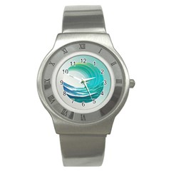 Tsunami Tidal Wave Wave Minimalist Ocean Sea Stainless Steel Watch