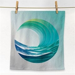 Tsunami Tidal Wave Wave Minimalist Ocean Sea Face Towel by Ravend