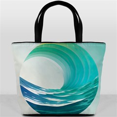 Tsunami Tidal Wave Wave Minimalist Ocean Sea Bucket Bag by Ravend