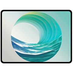 Tsunami Tidal Wave Wave Minimalist Ocean Sea Fleece Blanket (large) by Ravend