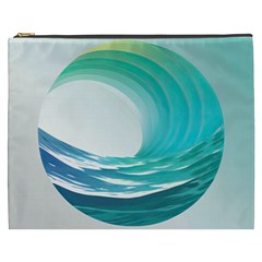 Tsunami Tidal Wave Wave Minimalist Ocean Sea Cosmetic Bag (xxxl) by Ravend