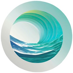 Tsunami Tidal Wave Wave Minimalist Ocean Sea Wooden Puzzle Round by Ravend