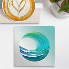 Tsunami Tidal Wave Wave Minimalist Ocean Sea Uv Print Square Tile Coaster  by Ravend