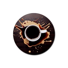 Coffee Cafe Espresso Drink Beverage Rubber Coaster (round) by Ravend