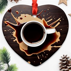 Coffee Cafe Espresso Drink Beverage Heart Ornament (two Sides) by Ravend