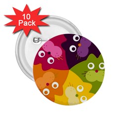 Colorful Cats 2 25  Buttons (10 Pack)  by Sparkle