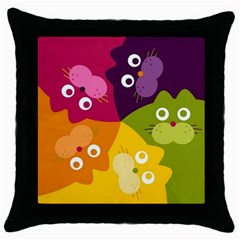 Colorful Cats Throw Pillow Case (black) by Sparkle