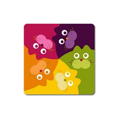 Colorful Cats Square Magnet