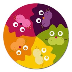 Colorful Cats Magnet 5  (round) by Sparkle