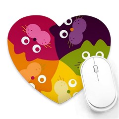 Colorful Cats Heart Mousepad by Sparkle