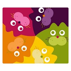 Colorful Cats Two Sides Premium Plush Fleece Blanket (small) by Sparkle