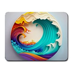 Tsunami Tidal Wave Waves Minimalist Ocean Sea Small Mousepad by Ravend