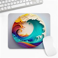 Tsunami Tidal Wave Waves Minimalist Ocean Sea Large Mousepad by Ravend