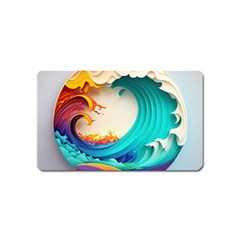 Tsunami Tidal Wave Waves Minimalist Ocean Sea Magnet (name Card) by Ravend