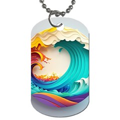 Tsunami Tidal Wave Waves Minimalist Ocean Sea Dog Tag (one Side) by Ravend