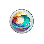 Tsunami Tidal Wave Waves Minimalist Ocean Sea Hat Clip Ball Marker Front