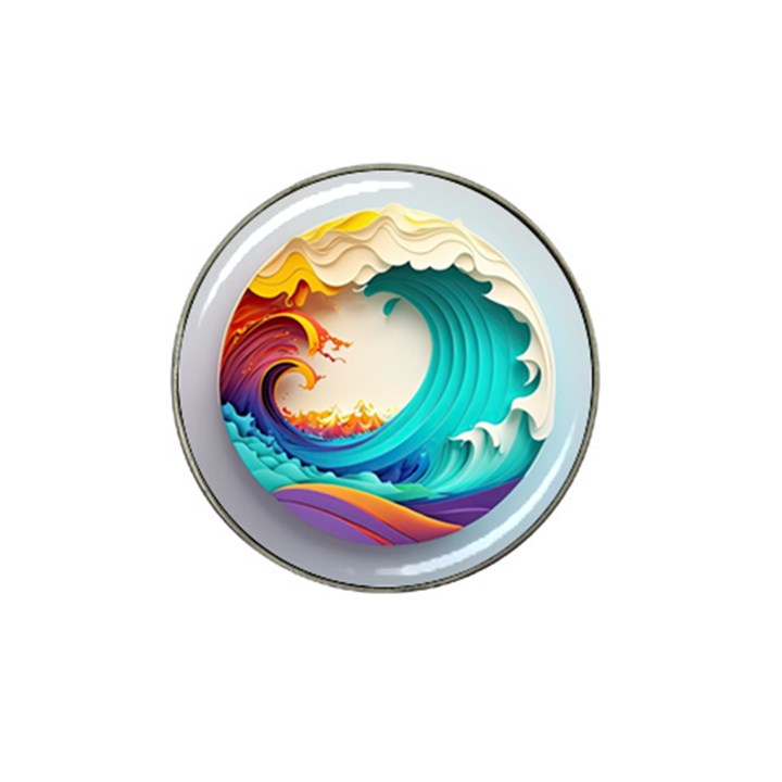 Tsunami Tidal Wave Waves Minimalist Ocean Sea Hat Clip Ball Marker