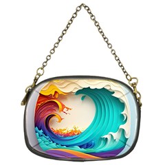 Tsunami Tidal Wave Waves Minimalist Ocean Sea Chain Purse (two Sides) by Ravend