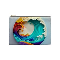 Tsunami Tidal Wave Waves Minimalist Ocean Sea Cosmetic Bag (medium) by Ravend