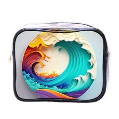 Tsunami Tidal Wave Waves Minimalist Ocean Sea Mini Toiletries Bag (one Side) by Ravend