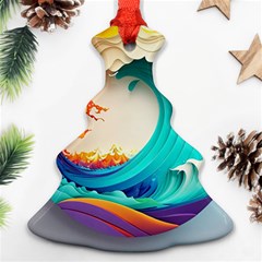 Tsunami Tidal Wave Waves Minimalist Ocean Sea Christmas Tree Ornament (two Sides)