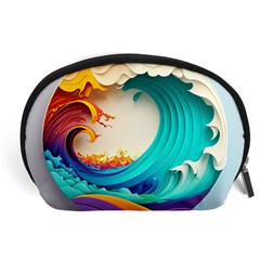 Tsunami Tidal Wave Waves Minimalist Ocean Sea Accessory Pouch (large) by Ravend