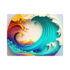 Tsunami Tidal Wave Waves Minimalist Ocean Sea Premium Plush Fleece Blanket (mini)