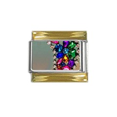 Colorful Diamonds Gold Trim Italian Charm (9mm)