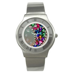 Colorful Diamonds Stainless Steel Watch