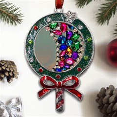 Colorful Diamonds Metal X mas Lollipop With Crystal Ornament