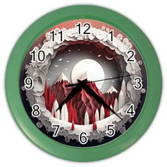 Christmas Wreath Winter Festive Season Nature Color Wall Clock by Ravend