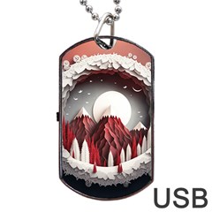 Christmas Wreath Winter Festive Season Nature Dog Tag Usb Flash (one Side) by Ravend