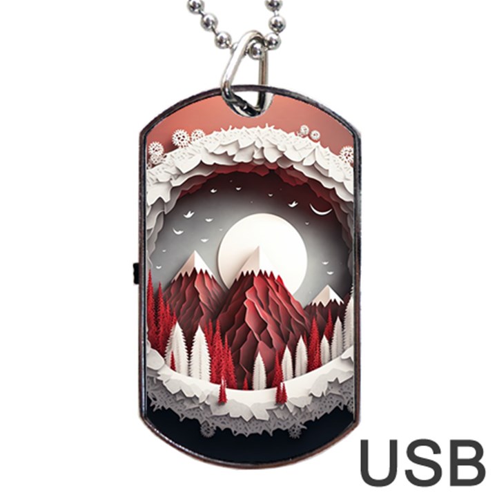 Christmas Wreath Winter Festive Season Nature Dog Tag USB Flash (One Side)