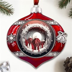 Christmas Wreath Winter Festive Season Nature Metal Snowflake And Bell Red Ornament