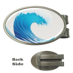 Wave Tsunami Tidal Wave Ocean Sea Water Money Clips (oval)  by Ravend