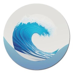 Wave Tsunami Tidal Wave Ocean Sea Water Magnet 5  (round) by Ravend