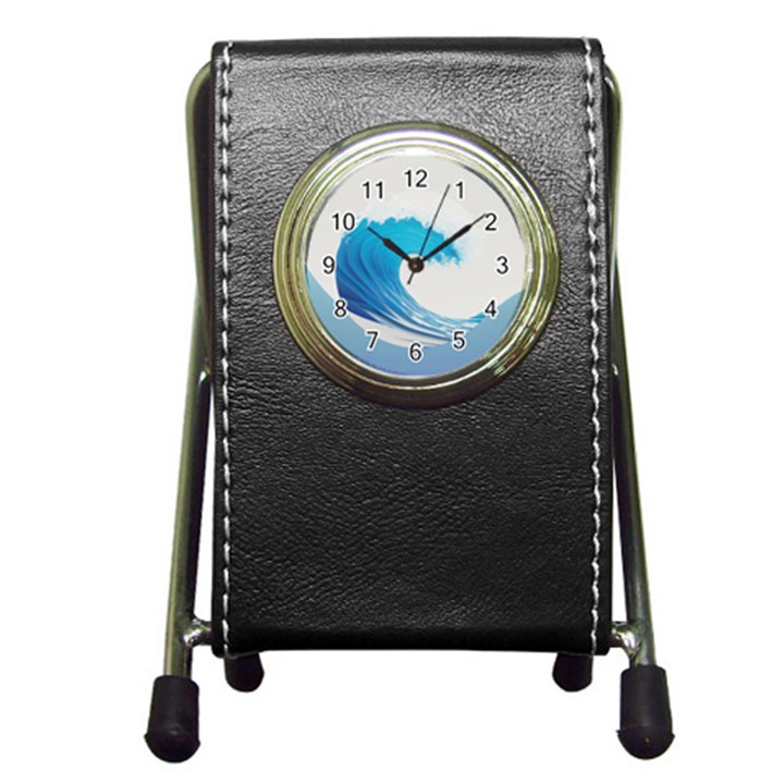 Wave Tsunami Tidal Wave Ocean Sea Water Pen Holder Desk Clock