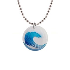 Wave Tsunami Tidal Wave Ocean Sea Water 1  Button Necklace by Ravend