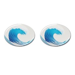 Wave Tsunami Tidal Wave Ocean Sea Water Cufflinks (oval) by Ravend