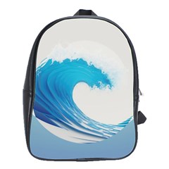 Wave Tsunami Tidal Wave Ocean Sea Water School Bag (large) by Ravend